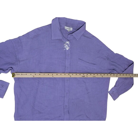 NEW EE:SOME S Gauzy Boxy Top Purple Button Down Lagon Coastal Beachy Vacation - Picture 6 of 7